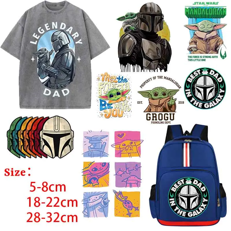 Baby Clothing Usa - สตาร์ส - แผ่นปะรีดติดสำหรับตกแต่งเสื้อผ้า สติกเกอร์รีดติด ลายเบบี้โยดา มานดาลอเรียน