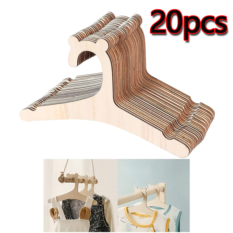 Baby Clothing Hanging Rack - 5/10/20/50pcs เสื้อผ้าเด็ก Rack หมีน่ารักไม้เด็กแขวนเสื้อผ้าบ้านสาวเจ้าหญิง Room Nursery