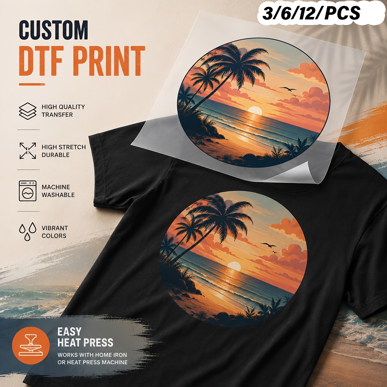 Baby Clothing Usa - 6 ชิ้น แผ่นรีดลาย DTF แบบกำหนดเอง รูปภาพ