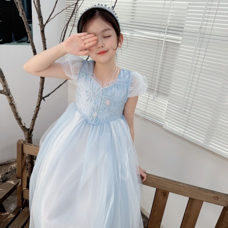 Baby Clothing Dresser - ชุดเดรสปักลายเอลซ่าสำหรับเด็กผู้หญิงชุดคอสเพลย์เจ้าหญิงชุดตาข่ายคริสต์มาสเด็กสาวฮาโลวีนสำหรับเด็กผู้หญิงทารกของขวัญวันเกิด2-10ปี