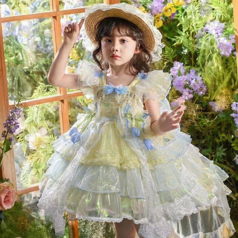 Baby Clothing High End - ชุดเดรสโลลิต้าเจ้าหญิงระดับไฮเอนด์สำหรับเด็กผู้หญิง ชุดวันเกิดเด็ก ชุดเดรสฟูฟ่องสำหรับเด็กผู้หญิงช่วงฤดูร้อน เสื้อผ้าเด็กผู้หญิงสำหรับงานแต่งงาน