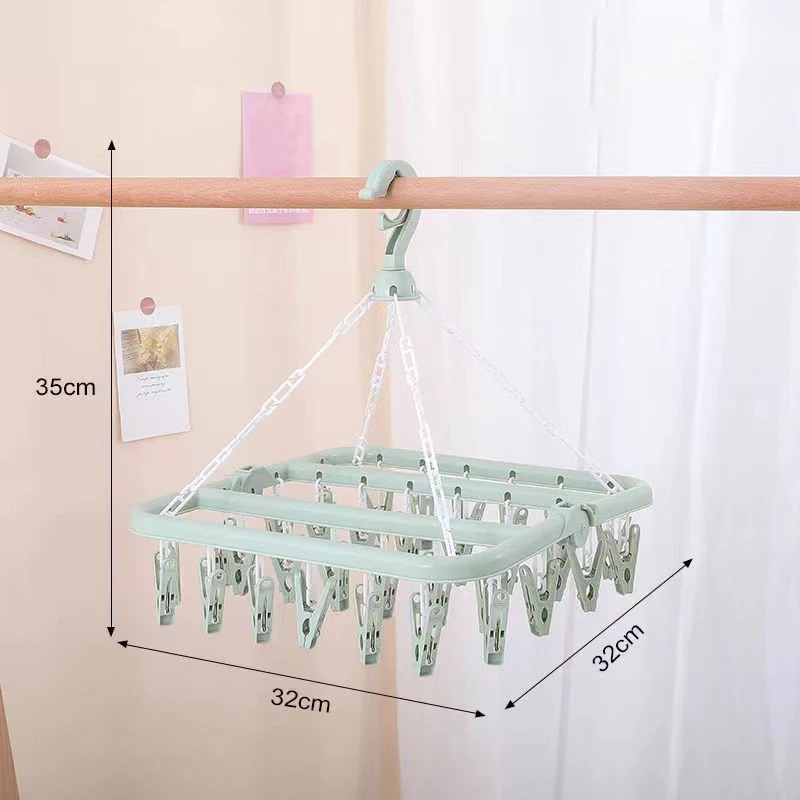 ไม้แขวนเสื้อพร้อม 32 คลิปและหย - Baby Clothing Hanging Rack บทวิจารณ์และราคา